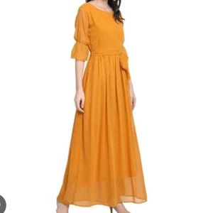 Women FIT & FLARE GOWN MUSTARD YELLOW