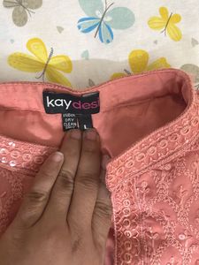 Peach Embroidered Kurta