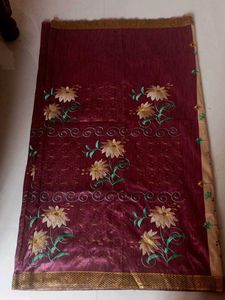 Purple Embroidered Saree With Blouse