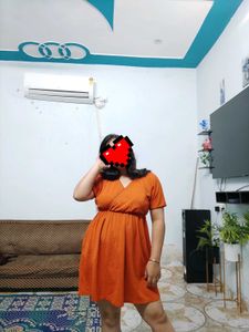 Chic Orange Wrap Dress (34 To 38 Bust)