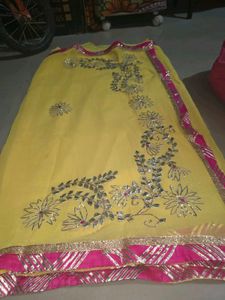 Elegant Yellow gota patti Saree