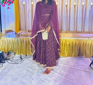 Libas Purple Embroidered Anarkali Suit
