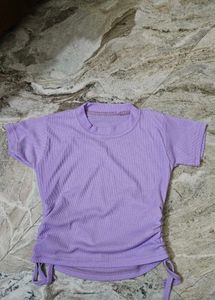 Lilac Tie-Side Cropped Tee