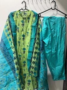 Green and Blue Kurta Set