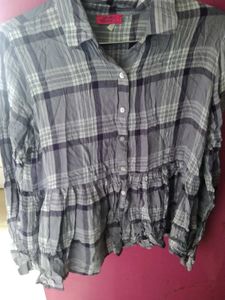 Plaid Ruffle Shirt