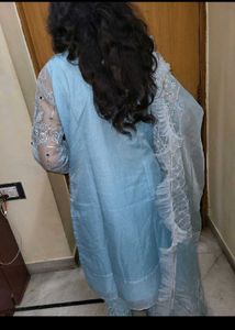 blue mirror work pakistani kurta set heavy xl net