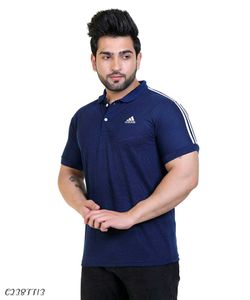 Matty Solid Half Sleeves Mens Polo Neck T-Shirt
