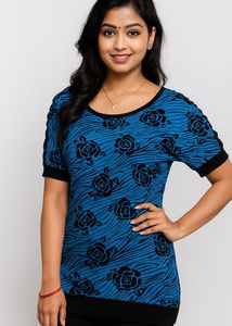 Stylish Blue Floral Top