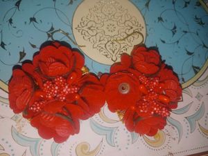 Red Velvet Flowers Jewellery Set