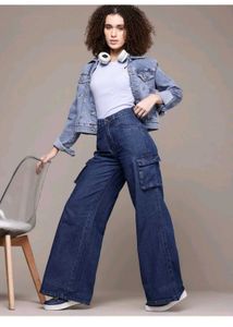 Unused Dark Blue Cargo Jeans