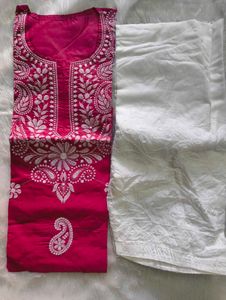 Pure Cotton Chicken Kari Kurta Set