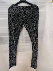 Black Printed Velvet Trousers