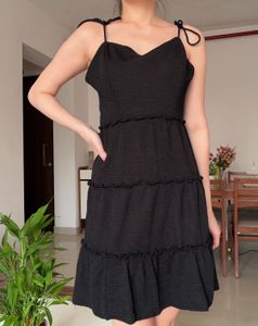 Black Ruffle Mini Dress M size