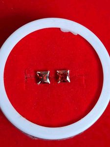 Red Garnet Stud Earrings Silver