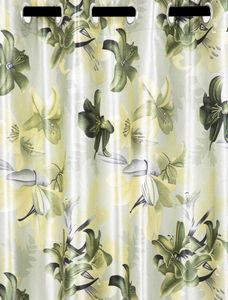 Pack Of 2 Green Floral Print Window Curtains