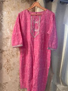 Beautiful Pink Embroidered Kurti, Bust-38/40 XXL