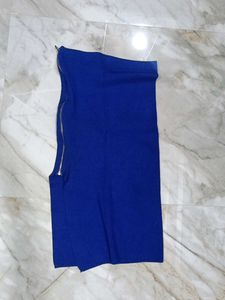 Blue Zipper Mini Skirt
