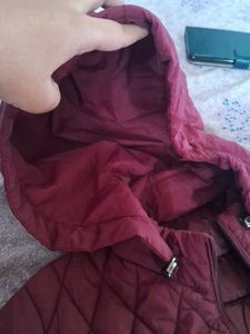 Burgundy Quilted Puffer Jacket