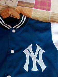 💙 Blue Varsity Jacket – S Size | Trendy &amp; Comfy