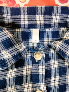 Blue Plaid Color Block Shirt