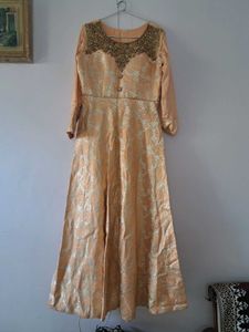 Coral Ethnic Gown With Dupatta