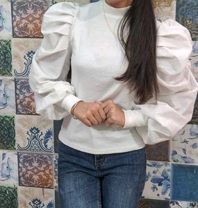 White Puff Sleeve Top