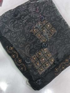 Elegant Black Embellished Saree