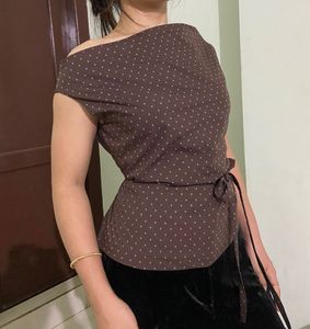 Brown Polka Dot Top
