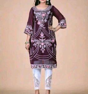 Wine Color Kurti Pant