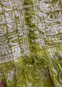 Lime Green Embroidered Kurta