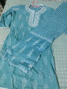 Blue cotton kurti with dupatta (3XL)