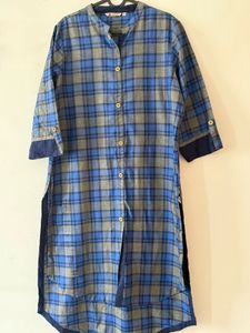 Blue checked Kurta