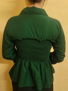 Bardot Style Dark Green Top