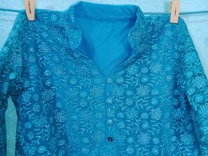 Blue Kurta Dupatta Pajama Leggings Set Xl Size