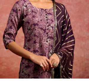 Purple Libas Kurti ~~with Strips Pattern