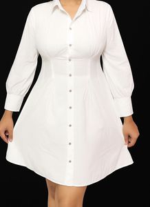 Fitted White Button-Down Mini Dress