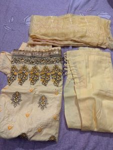 beautiful light ylow salwar suit set