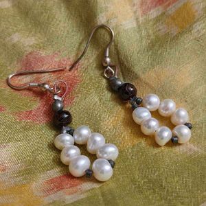 Pearl & garnet Drop Earrings