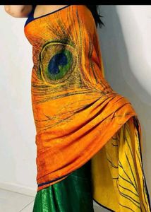 Orange Peacock Saree