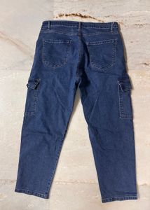 Stylish Blue Denim Cargo Jeans