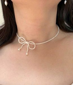 Black Beaded Bow Necklace