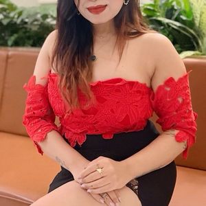 Padded Designer Embroidered Cute Crop Top