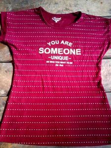 Daily Bear Maroon T Shirt For Girls