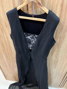 Asymmetrical Lace Black Top- Size S