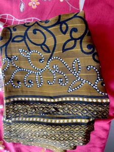 Black & Brown sinthetic Saree