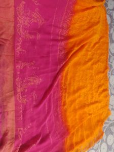 Dual Tone Orang &amp;Pink Colour Saree 🌸✨🤍