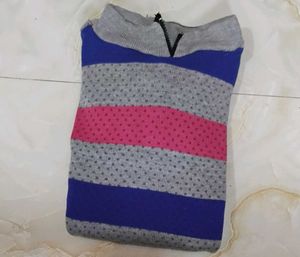 Striped Knit Quarter Zip Sweatshirt