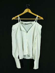 White Shoulder Cut Top (Women)