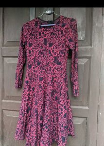 Patterned Long Sleeve Dress