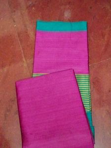 Pink &amp; Green Striped Saree